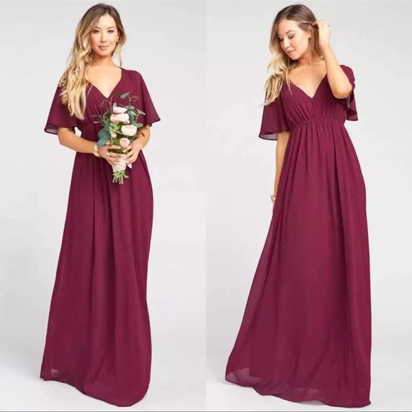 Show Me Your MuMu Dresses & Skirts - Show Me Your MuMu Emily Empire Maxi Dress in Merlot Chiffon Size XS